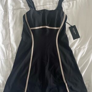 Abercrombie YPB sculptlux Black and Tan Mini Dress